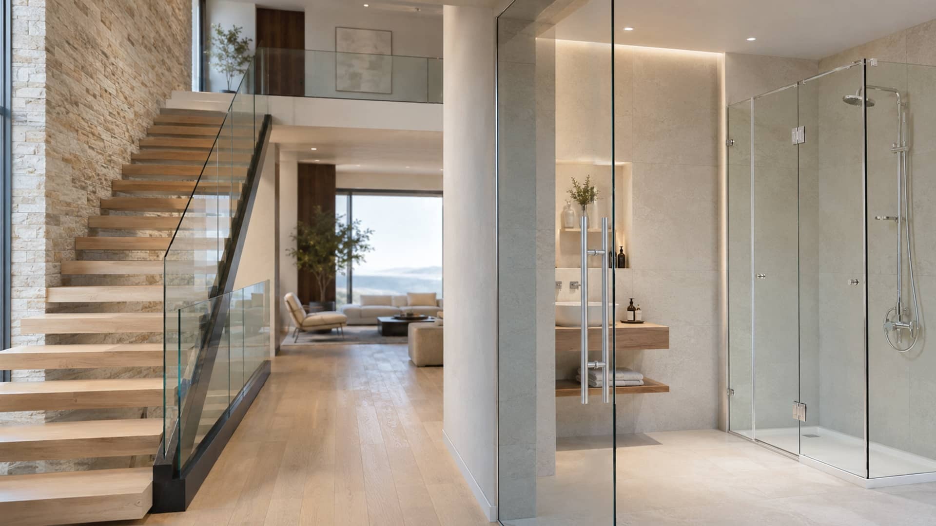 Hotel lobby with GripPRO stainless steel glass door handles